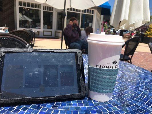 Outside seats and a honey lavender latte