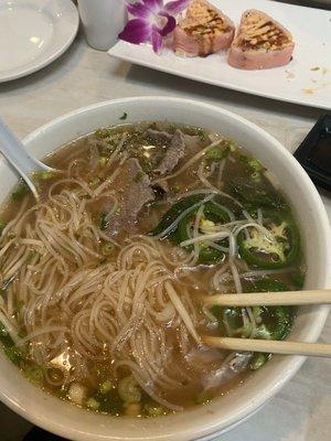 P1. Beef pho with chili paste