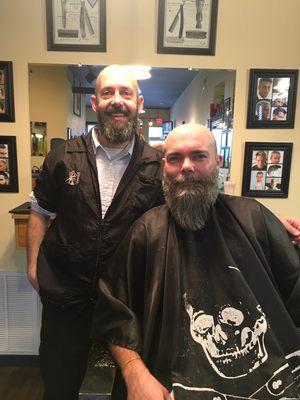 Master Barber Kevin 'twinning' with our friend Dr.Dave