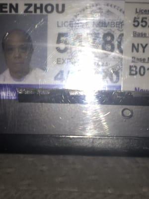 The cab drivers license number. If you are in the car with him get out!