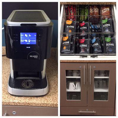 After you've checked in come enjoy a cup of coffee, tea or hot chocolate on us in our waiting area!