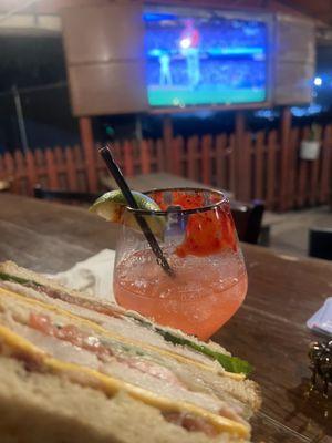 Club sandwhich and margarita