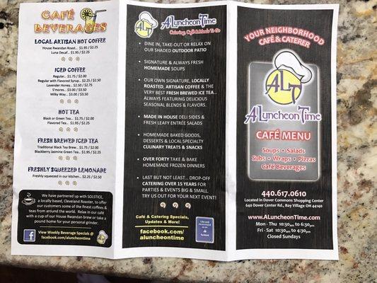 Back of the menu.