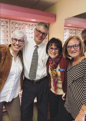 Nancy (optician), Dr. Pfeffer (optometrist), Suzette (optician) and Karen (front desk)