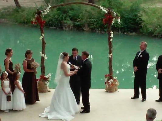 Rough Cedar arch by the San Marcos River at the Zedler Mill