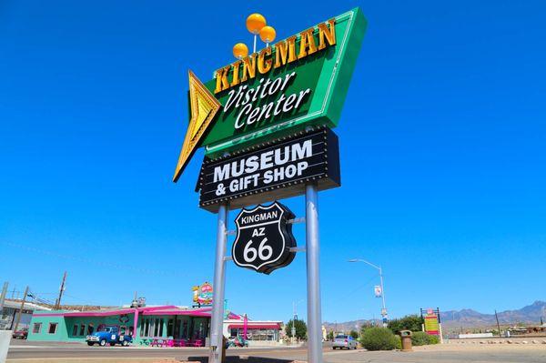 Entry sign at the Kingman Visitor Center.