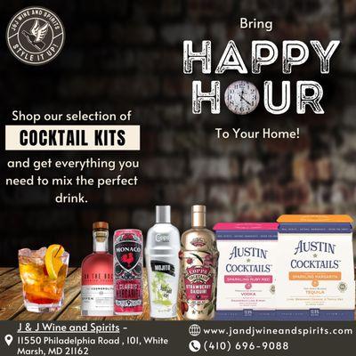 Bring Happy Hour to your home with our ready-to-go cocktail kits!  Whether you're craving a classic margarita