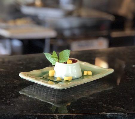 Fresh Pandan Leaf Panna Cotta with coconut milk