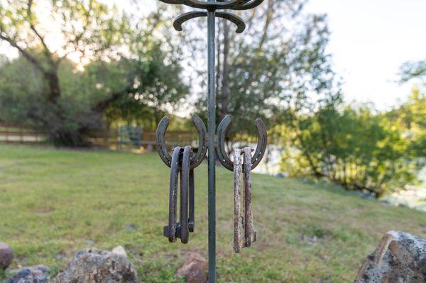 Neat little custom made horse shoe stand at riverside horse shoe pits