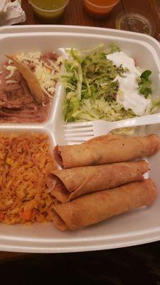 Flautas dinner (took picture after I started eating. Looked too good to wait).