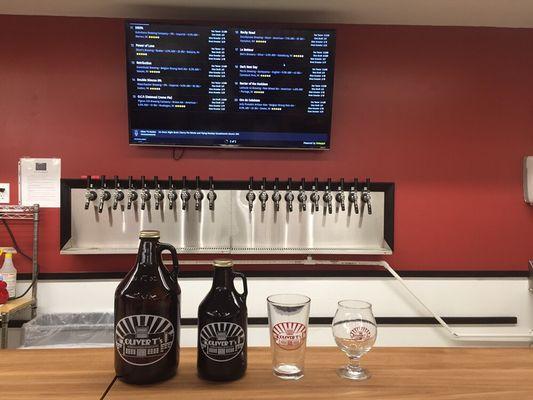 Growler Station.  20 beers on tap.  Have a pint or flight on premise or take home a Howler or Growler!