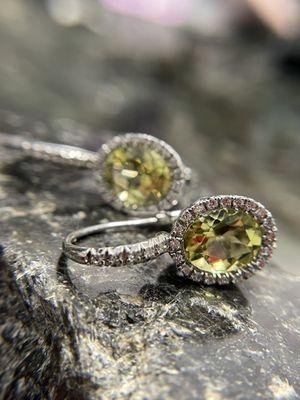 18K Favero Lemon quartz diamond earrings, Italy