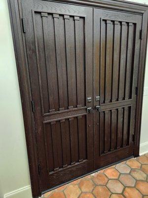 Custom design and hand crafted double oak doors