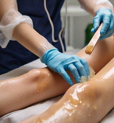 Sugaring Hair Removal:
A gentle, all-natural hair removal method using a paste made from sugar, lemon, and water to remove hair