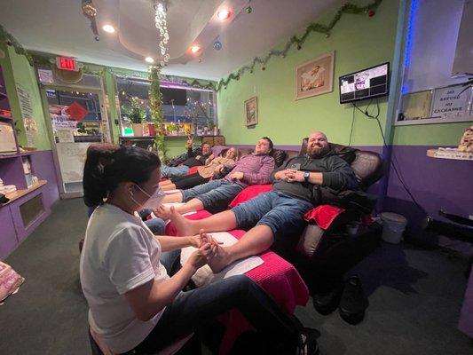 Some of the group.  Foot Reflexology!