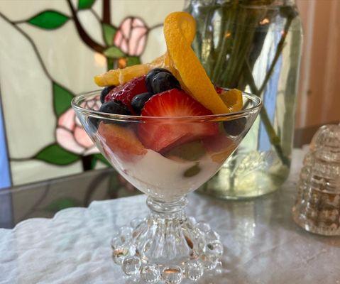 Seasonal fruit breakfast parfait