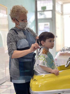 Ms. Deb cutting my sons hair.