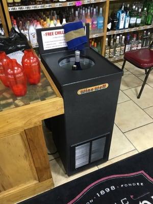 Really cool wine chiller that will get your wine cold in 3 to 7 minutes depending upon how cold you want it!