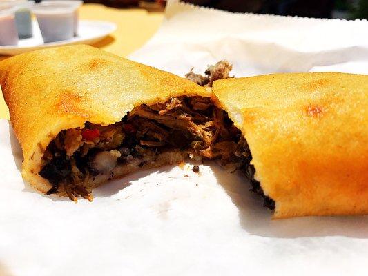 Exposed Shredded Beef Empanada