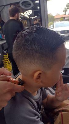 Side video, zero fade comb over kids haircut