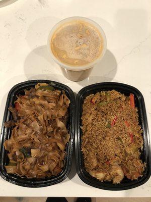 Auto charged extra $3 for dinner size portions  Drunken noodles, fried rice, Pinang curry