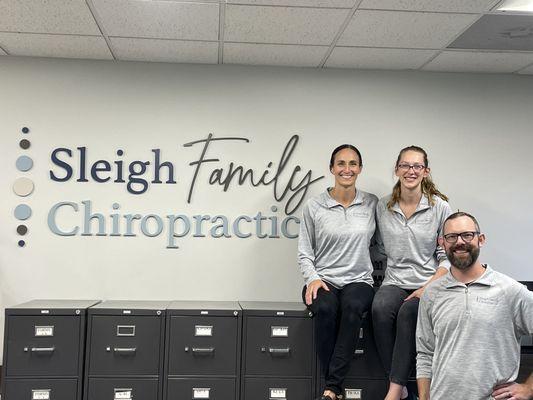 Drs. Quintin and Katie Sleigh & Dr. Nicole Brashier of Sleigh Family Chiropractic.