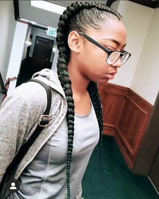 Dutch braids with teal extention