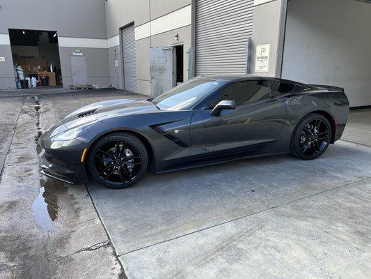 Ceramic tint and Powdercoat wheels gloss black