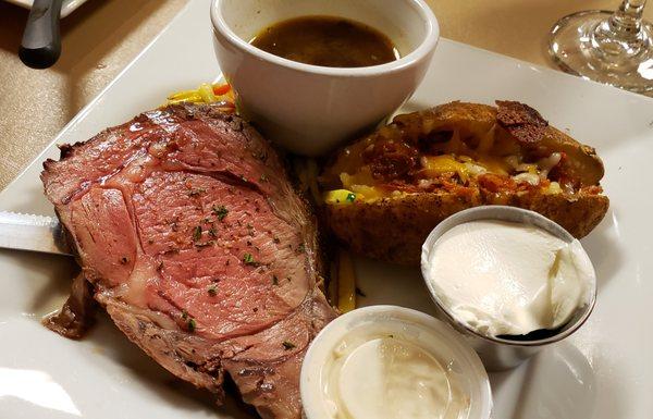 10 oz. prime rib with loaded baked potato