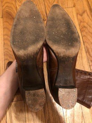 (About a year of wear on the new soles that Cobblers Plus put on them)