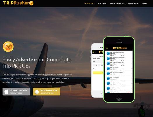 Custom mobile app for android and iOS. TripPusher is used around the country for flight attendants to easily trade their trips.