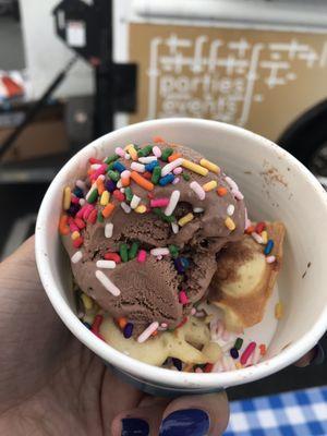 Chocolate ice cream with bubble cone