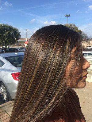 Side view of balayage