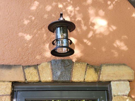 The new outdoor light above the front door