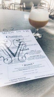 French 75 with menu