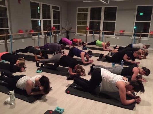 Large barre classroom at our Manayunk location.