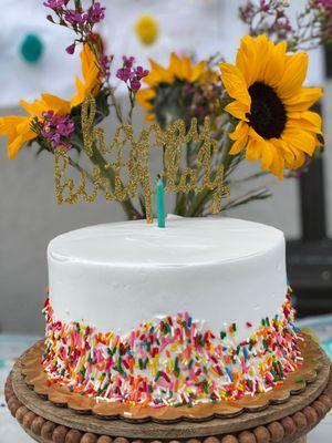 Round chocolate cake w  fresh banana and whip cream filling!