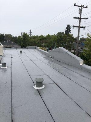 Flat torch down bitumen roof