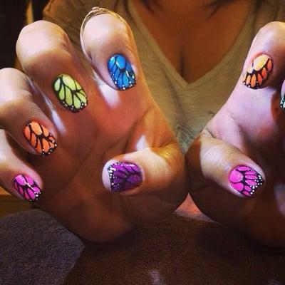 Neon butterfly wings! Gelish!