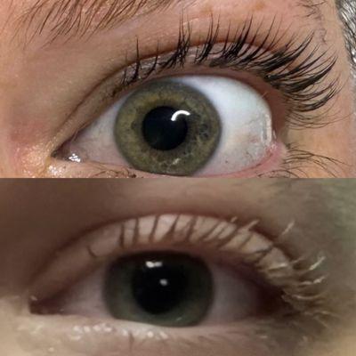 Before after Lash Tint