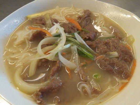 Vietnamese Noodles with Beef Broth.