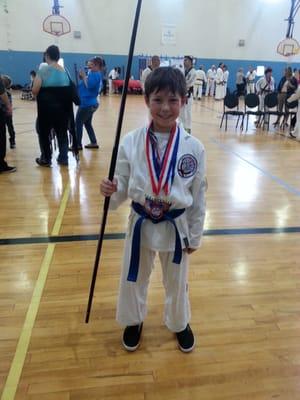 My son after region championships.