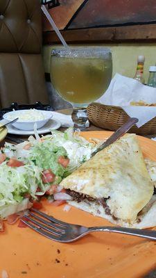 Steak and Shrimp Grande Quesadilla and Corona-rita.  Delicious