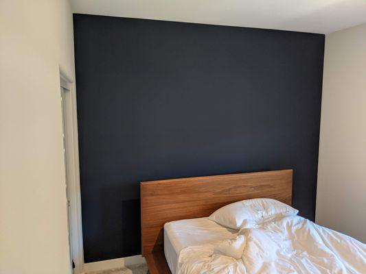 Bedroom accent wall perfectly painted by Brian K.