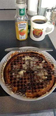 Dark pecan waffle with butter & syrup