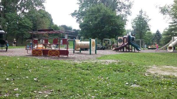 Kids sized picnic benches among the usual suspects.