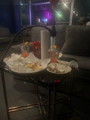 Wings , fries and hookah and 2 sex on the beach