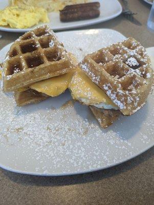 Waffle Sandwich (sausage, egg, cheese). Yum!