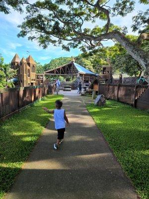 My 9, 3, and 1 year old kids had so much fun. First time. Park was super big and convenient for my kids. Nice big shade area. Great breeze.