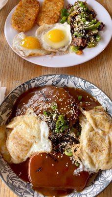 top: two 2 Eggs with Bulgogi / bottom: Loco Moco